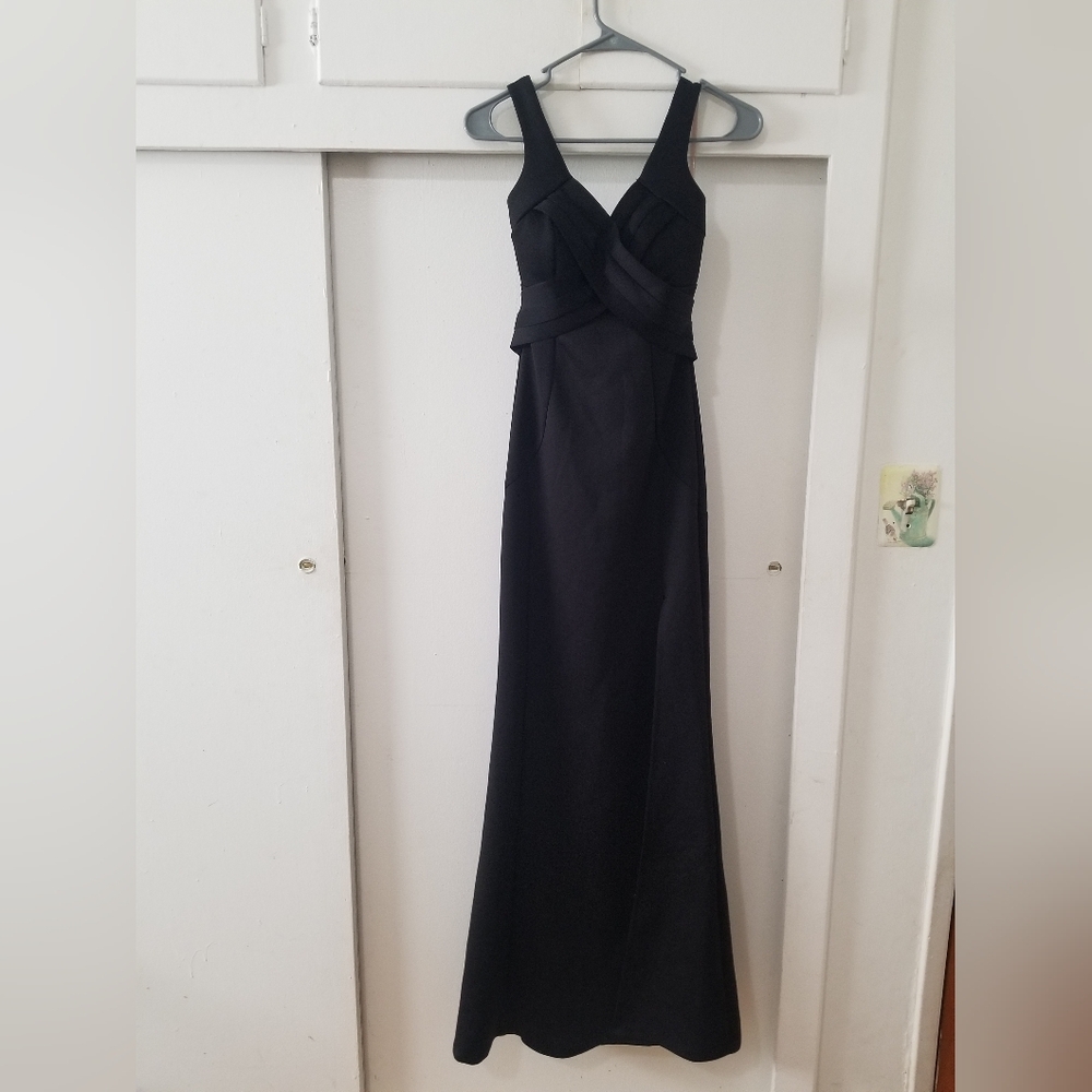 Black evening gown with slit